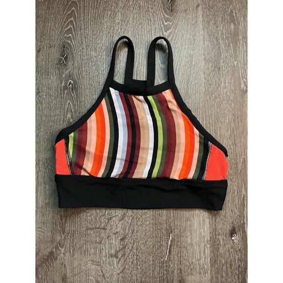 Trina Turk Recreation Striped Racerback Crop Top Sports Bra Size M Medium - Picture 1 of 9